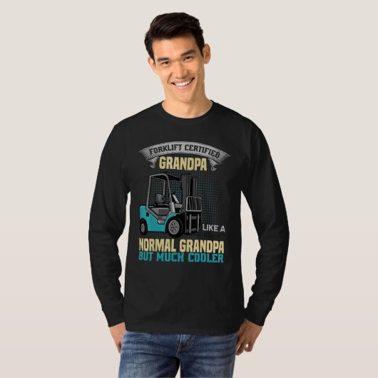 Mens Forklift Certified Grandpa Forklift Operator Tシャツ (正面フル)