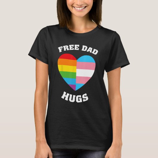 Mens FREE DAD HUGS Rainbow LGBT Flag Gay Pride Tシャツ (正面)