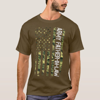 Mens Fun Army FatherInLaw American Flag Camoue Fat Tシャツ
