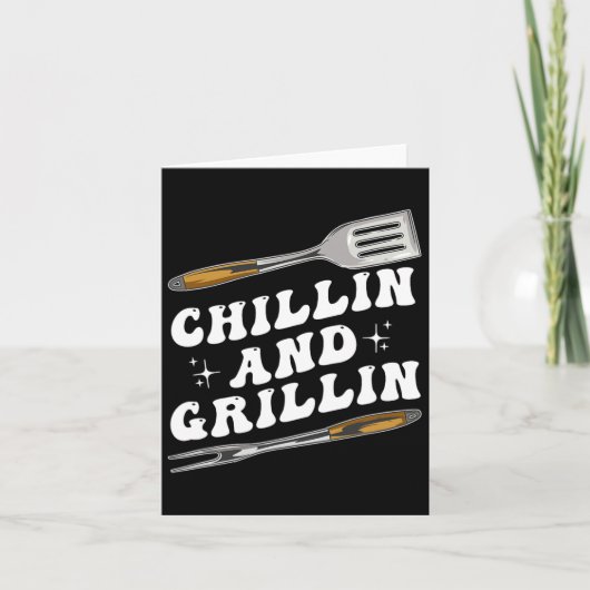 Mens Funny Bbq Chillin And Grillin  カード (正面)