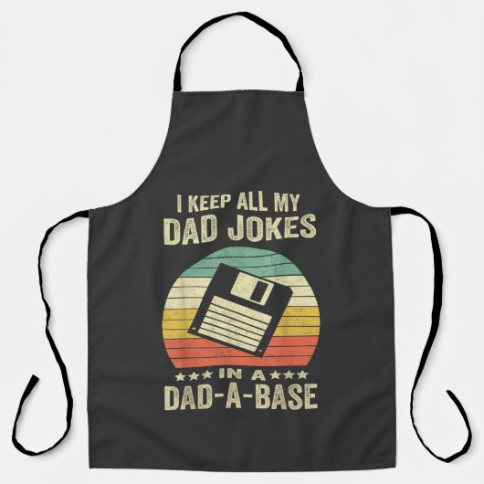 Mens Funny dad Jokes in dad-a-Base エプロン (正面)
