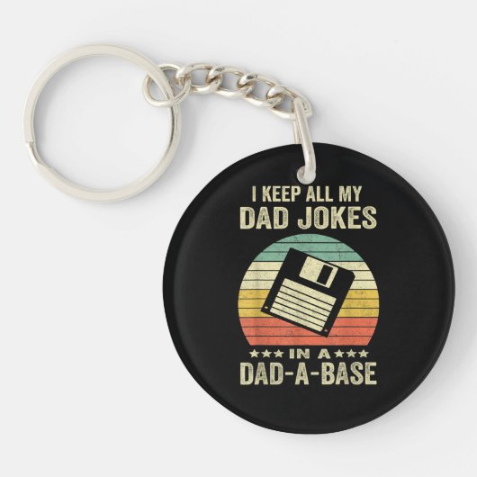 Mens Funny dad Jokes in dad-a-Base キーホルダー (正面)