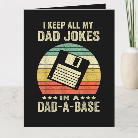 Mens Funny dad Jokes in dad-a-Base サンキューカード (正面)