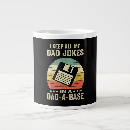 Mens Funny dad Jokes in dad-a-Base ジャンボコーヒーマグカップ (正面)