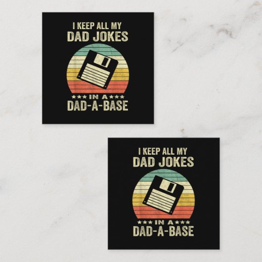 Mens Funny dad Jokes in dad-a-Base スクエア名刺 (正面/裏面)