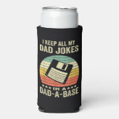 Mens Funny dad Jokes in dad-a-Base スリム缶クーラー (Seltzer正面)