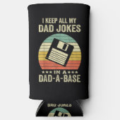 Mens Funny dad Jokes in dad-a-Base スリム缶クーラー (正面)