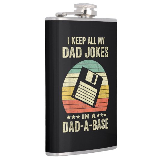 Mens Funny dad Jokes in dad-a-Base フラスク (右)