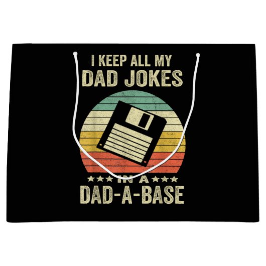 Mens Funny dad Jokes in dad-a-Base ラージペーパーバッグ (正面)