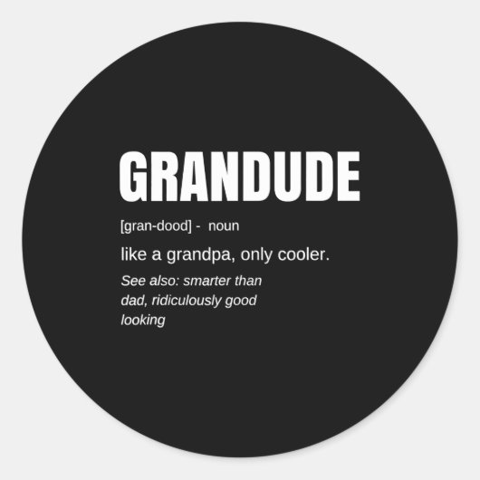 Mens Funny Grandude Cool Grandpa Novelty  ラウンドシール (正面)