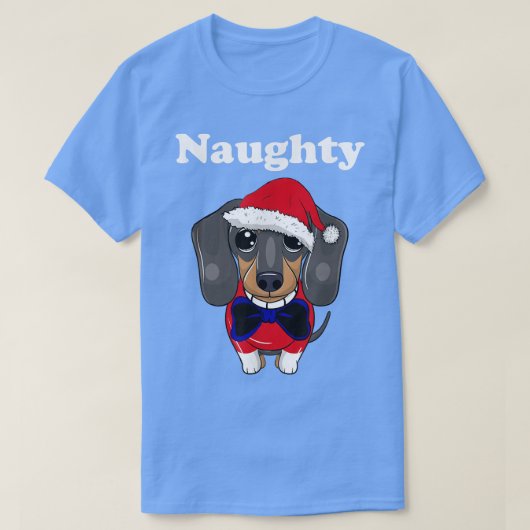Mens Funny Naughty Christmas Dachshund Funny Wiene Tシャツ (デザイン正面)