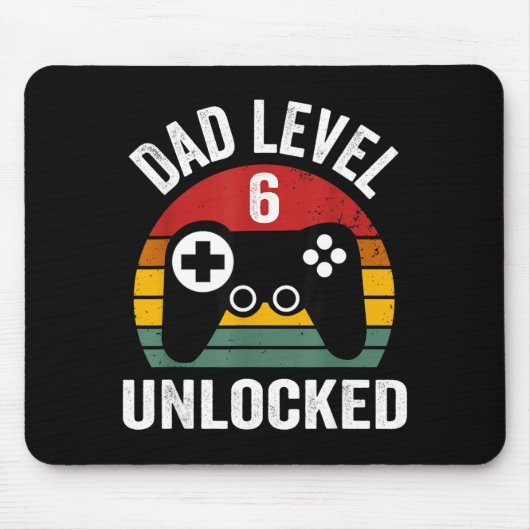 Mens Funny New Dad Shirt Dad Level 6 Unlocked For  マウスパッド (正面)