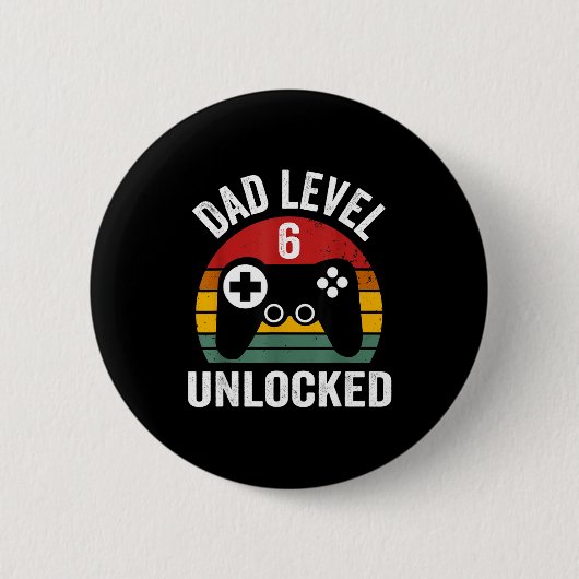 Mens Funny New Dad Shirt Dad Level 6 Unlocked For 缶バッジ (正面)