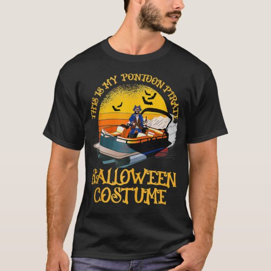 Mens Funny Pontoon Boat Pirate Captain Costume  Ha Tシャツ (正面)