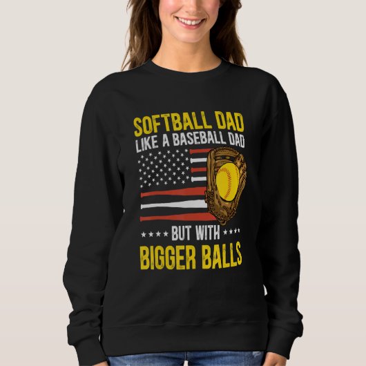Mens Funny Softball Dad Like A Baseball Dad US Fla スウェットシャツ (正面)