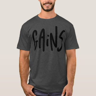 Mens GAINS Gym Fitness Workout Bodybuilding Motiva Tシャツ