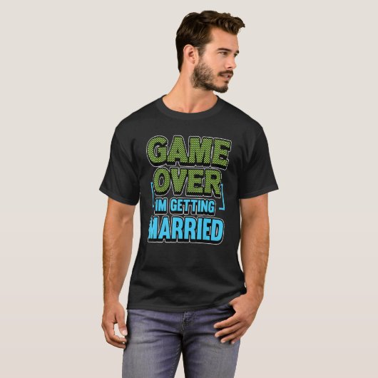Mens Game Over Im Getting Married Groom Tシャツ (正面フル)