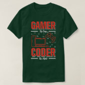 Mens Gamer By Day Coder By Night おもしろい Programmer Tシャツ (デザイン正面)
