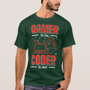 Mens Gamer By Day Coder By Night おもしろい Programmer Tシャツ