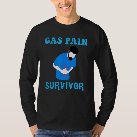 Mens Gas Pain Survivor Quote Tummy Ache Survivor 1 Tシャツ (正面)