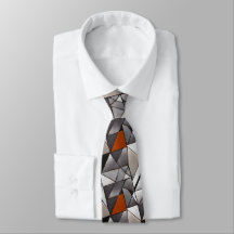 Men's Geometric Silver Gray and Copper