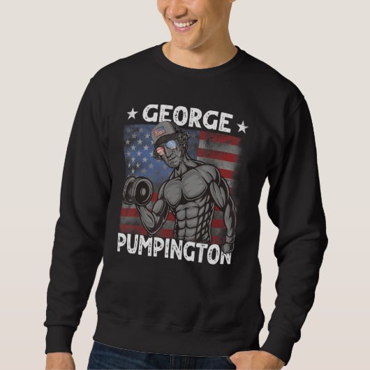 Mens George Pumpington Washington Muscles Bro 4th  スウェットシャツ (正面)