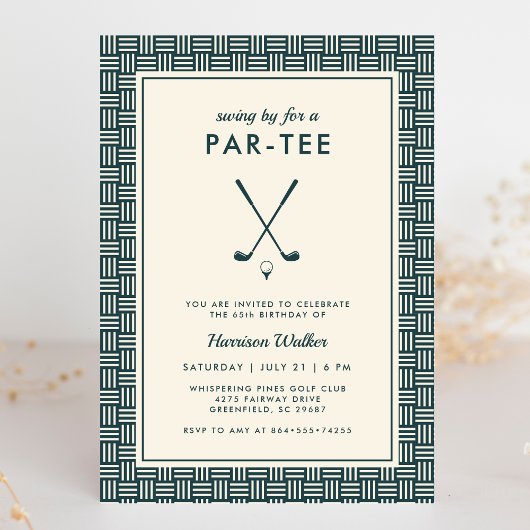 Mens Golf Birthday Party Any Age Modern Green 招待状