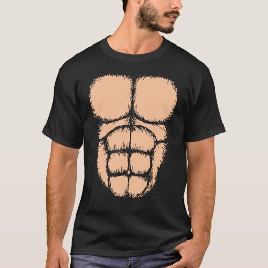 Mens Gorilla Chest Muscles Six Pack Tシャツ (正面)