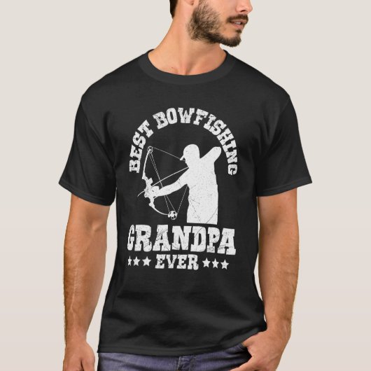 Mens Grandpa Bowfishing Grandfather Bow Hunter Fis Tシャツ (正面)