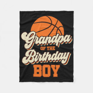 Mens Grandpa Of The Birthday Boy Bysketbyll Papa F フリースブランケット