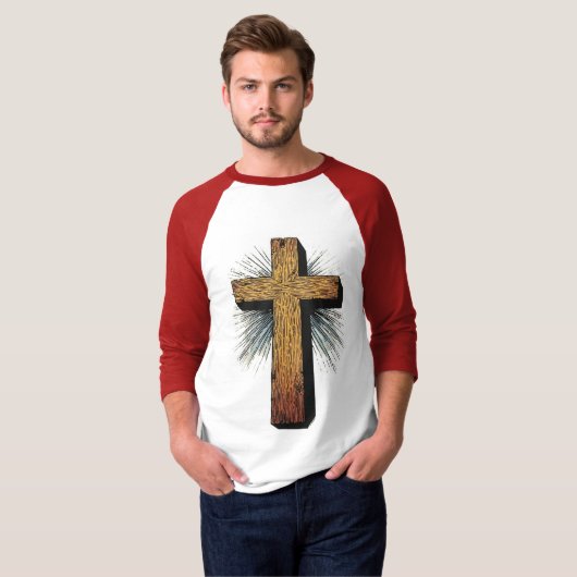 Men's Graphic Christian Cross Baseball Tee Tシャツ (正面フル)