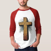Men's Graphic Christian Cross Baseball Tee Tシャツ (正面)
