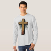Men's Graphic Christian Cross Long Sleeve Tee Tシャツ (正面フル)