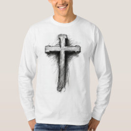 Men's Graphic Christian Cross Long Sleeve Tee  Tシャツ