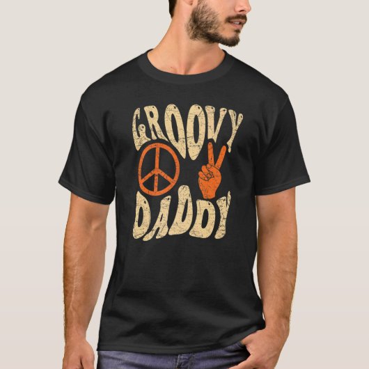 Mens Groovy Daddy 70s Aesthetic Nostalgia 1970's R Tシャツ (正面)