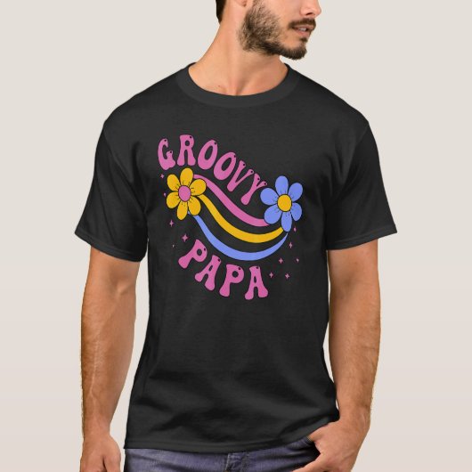 Mens Groovy Papa 70s Aesthetic Nostalgia 1970's Re Tシャツ (正面)