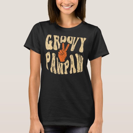 Mens Groovy Pawpaw 70s Aesthetic Nostalgia 1970's Tシャツ (正面)