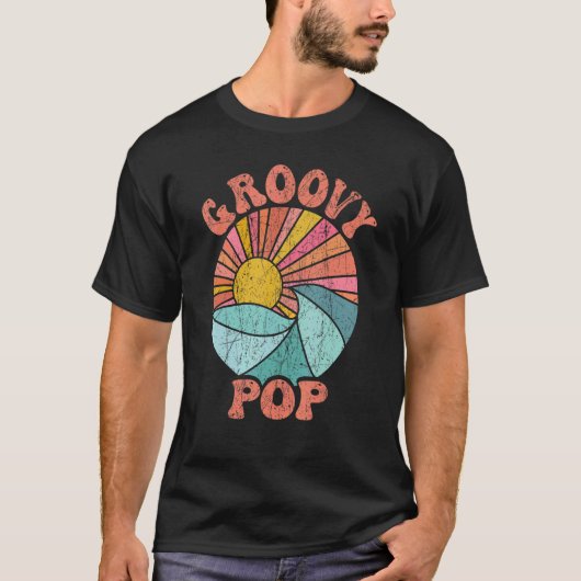 Mens Groovy Pop 70s Aesthetic Nostalgia 1970's Ret Tシャツ (正面)
