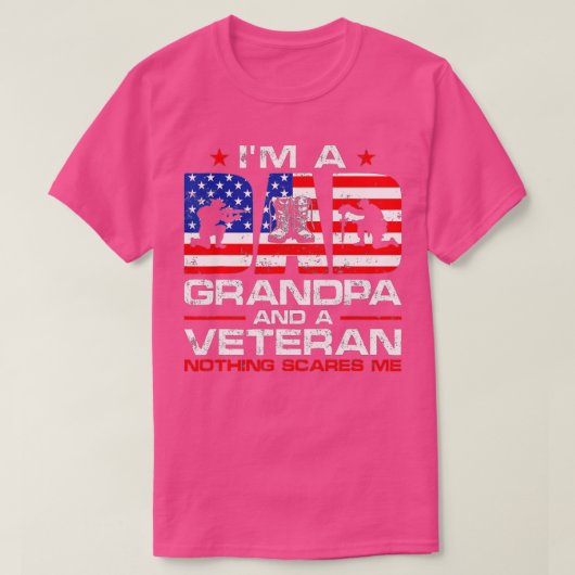 Mens Gun American Flag I'm A Dad Grandpa And A Vet Tシャツ (デザイン正面)