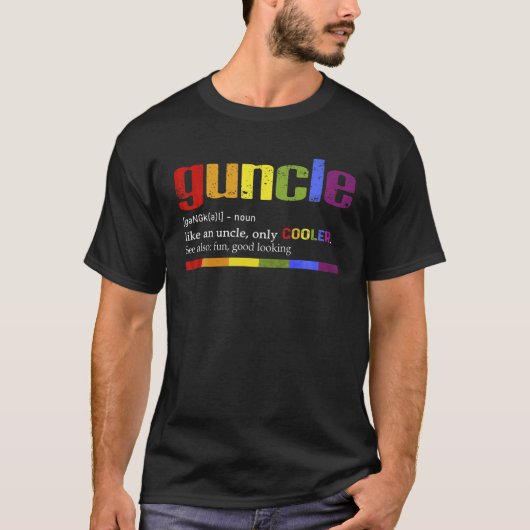 Mens Guncle定義LGBTプライド-ゲイUN用ティー Tシャツ (正面)