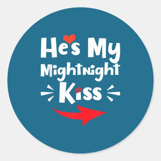 Mens He's My Midnight Kiss Happy New Year Matching ラウンドシール (正面)