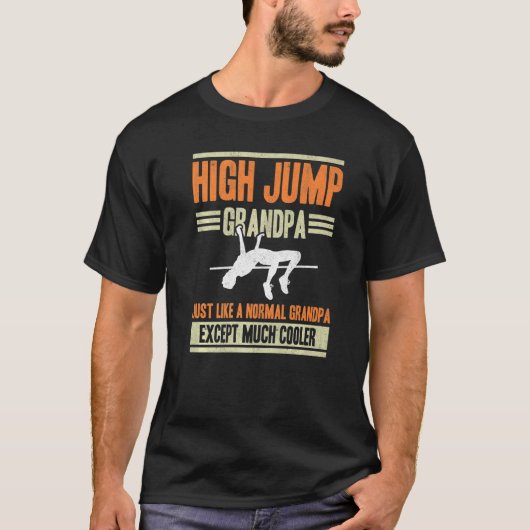 Mens High Jump Grandpa Retro High Jumping Grandfat Tシャツ (正面)
