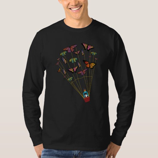 Mens Hot air Balloon pilot Ballooning Butterflies Tシャツ (正面)