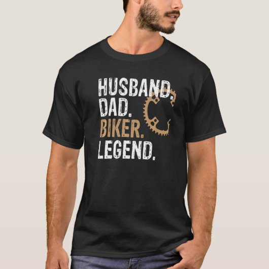 Mens Husband Dad Biker Legend  Mountain Bike Tシャツ (正面)