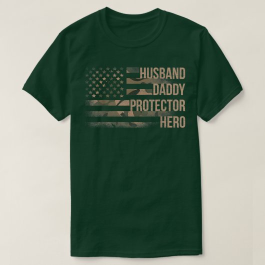 Mens Husband Daddy Protector Hero American Flag Fa Tシャツ (デザイン正面)