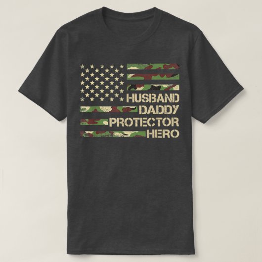 Mens Husband Daddy Protector Hero Fathers Day Fla Tシャツ (デザイン正面)