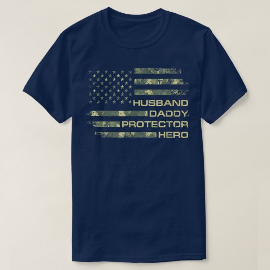 Mens Husband Daddy Protector Hero Fathers Day Flag Tシャツ (デザイン正面)