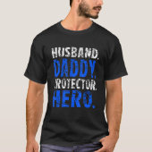 Mens Husband Daddy Protector Hero Happy Fathers Da Tシャツ (正面)
