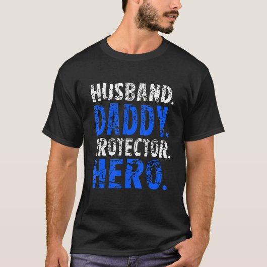Mens Husband Daddy Protector Hero Happy Fathers Da Tシャツ (正面)