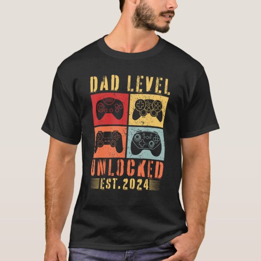 Mens I Leveled Up To Dad 2024 Promoted To Daddy Le Tシャツ (正面)